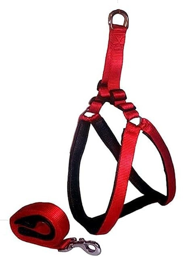 BohoBark Nylon Adjustable Dog Harness with Leash Padding, Large Size Harness Soft Padded Nylon (Red) - XL - Image 1